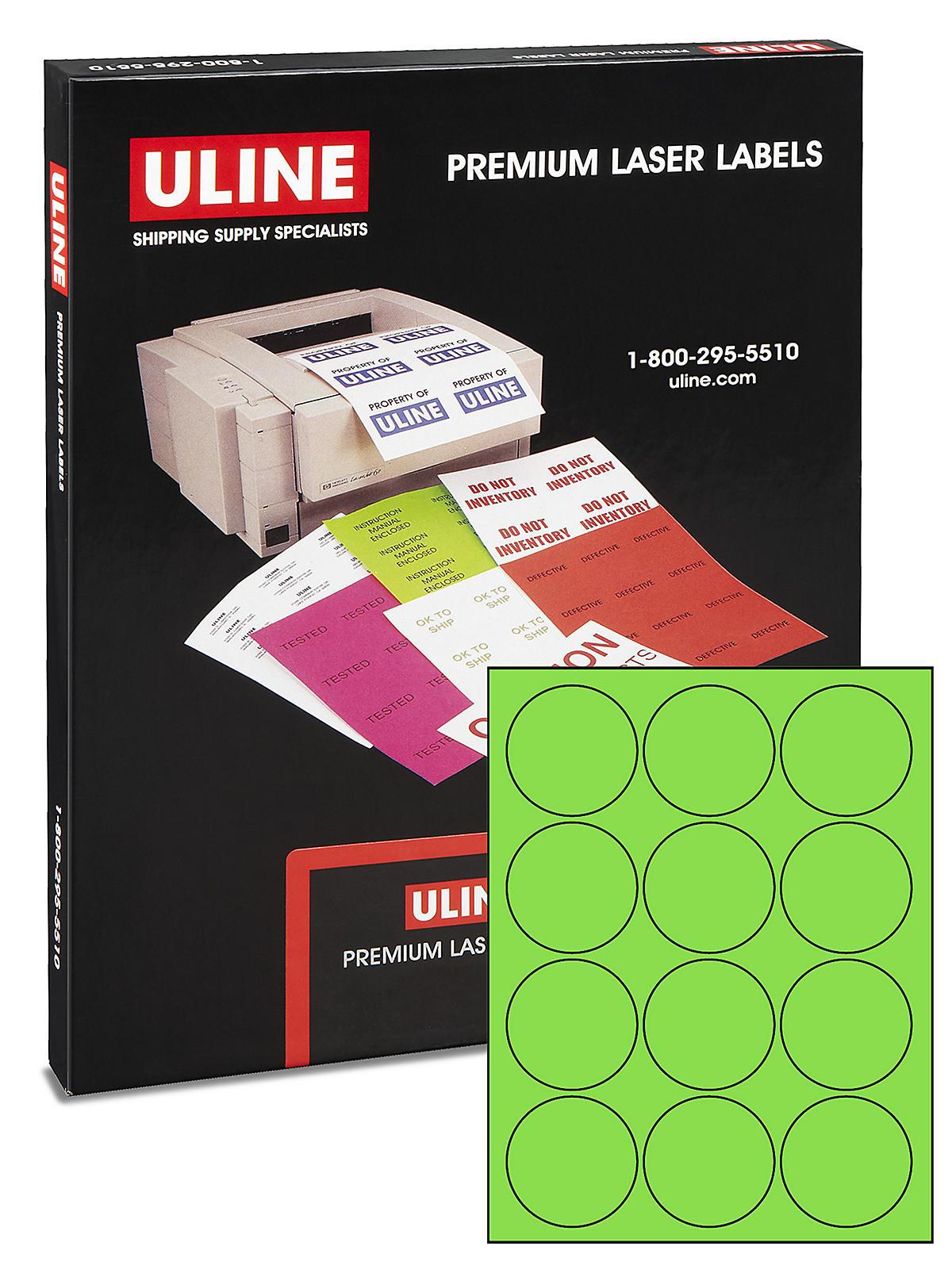 Uline Circle Laser Labels - Fluorescent