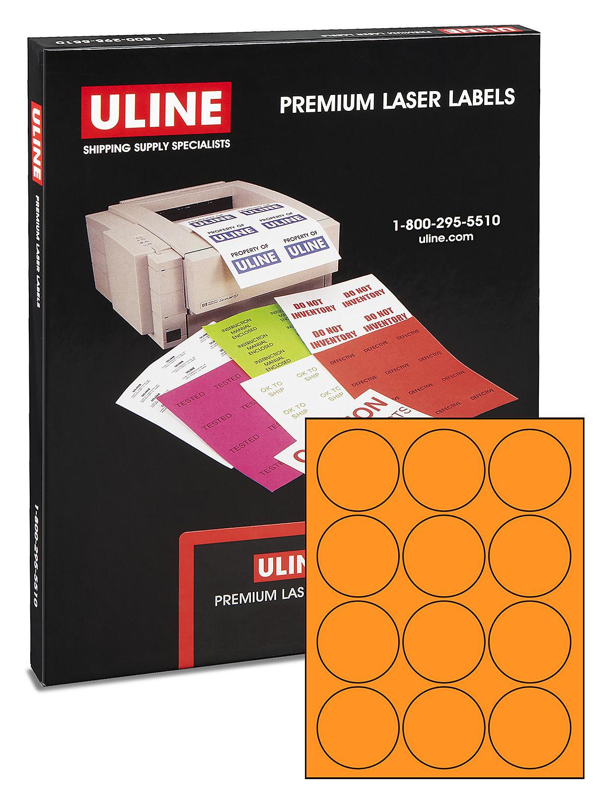 Uline Circle Laser Labels - Fluorescent
