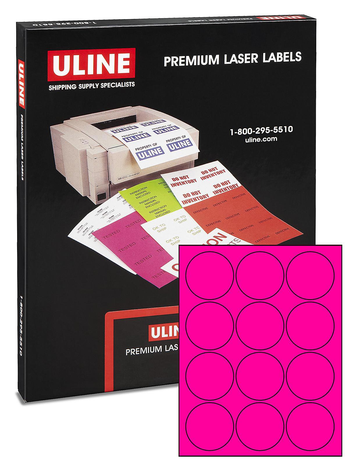 Uline Circle Laser Labels - Fluorescent
