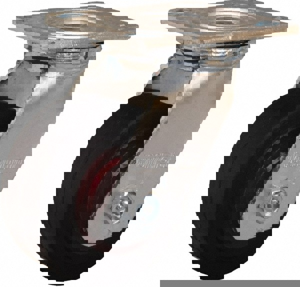 Swivel Top Plate Caster: Rubber Mold on Cast Iron, 4