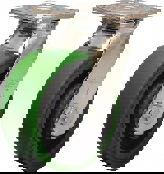 Swivel Top Plate Caster: Polyurethane Mold on to Cast Iron Center, 5