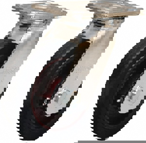 Swivel Top Plate Caster: Rubber Mold on Cast Iron, 5