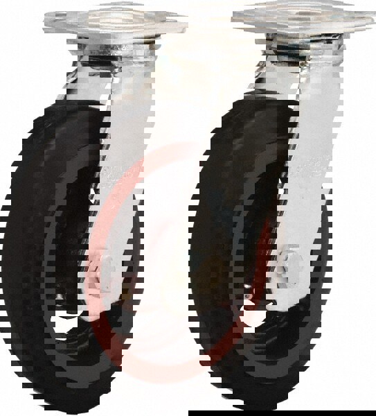 Swivel Top Plate Caster: Rubber Mold on Cast Iron, 6