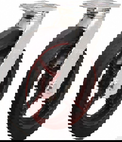 Swivel Top Plate Caster: Rubber Mold on Cast Iron, 8