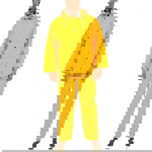 Rain Suit with Pants: Size 3X-Large, Non-Hazardous Protection, Yellow, Polyester