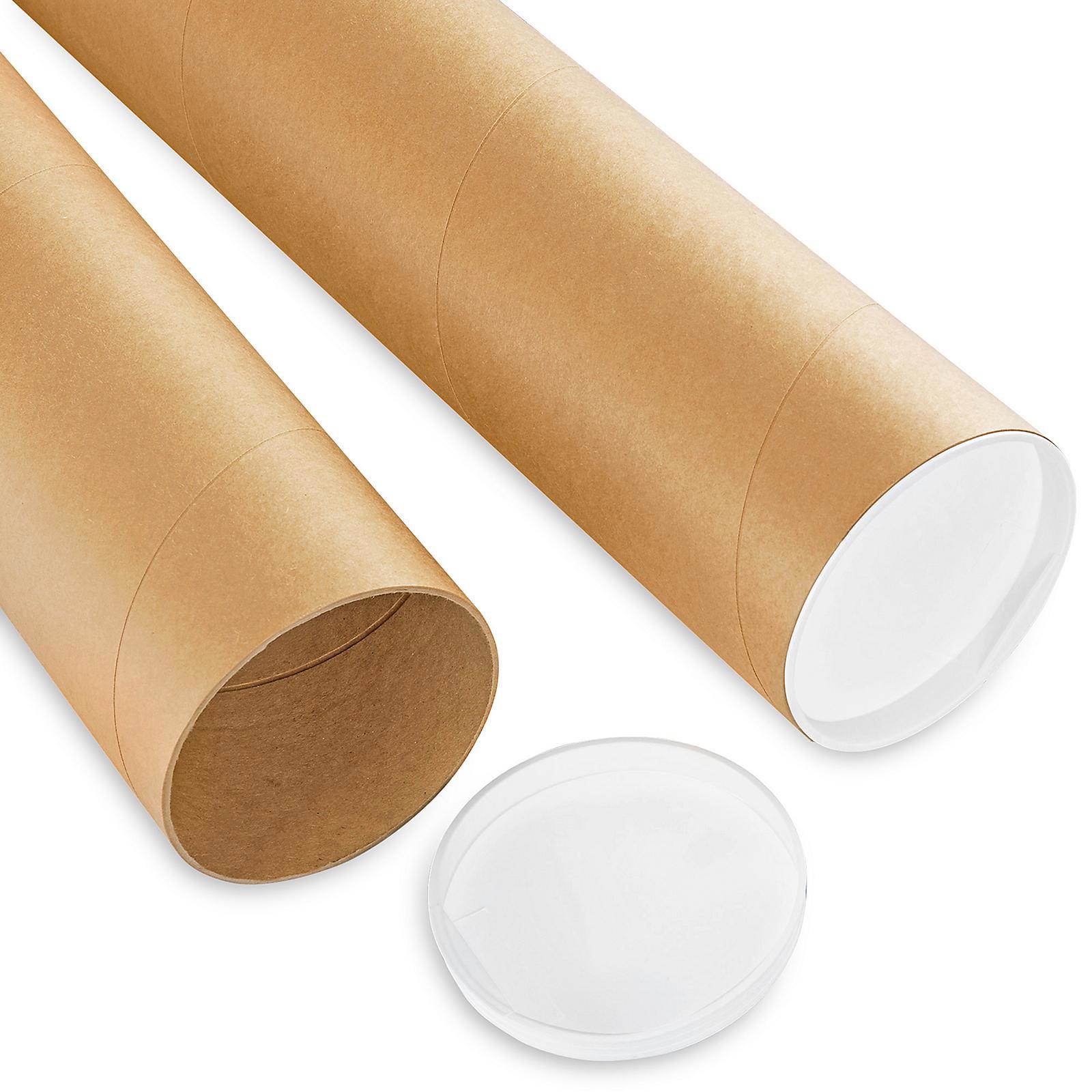 Kraft Mailing Tubes with End Caps - 4 x
