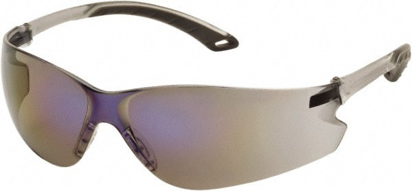 Safety Glass: Scratch-Resistant, Polycarbonate, Blue Mirror Lenses, Frameless, UV Protection