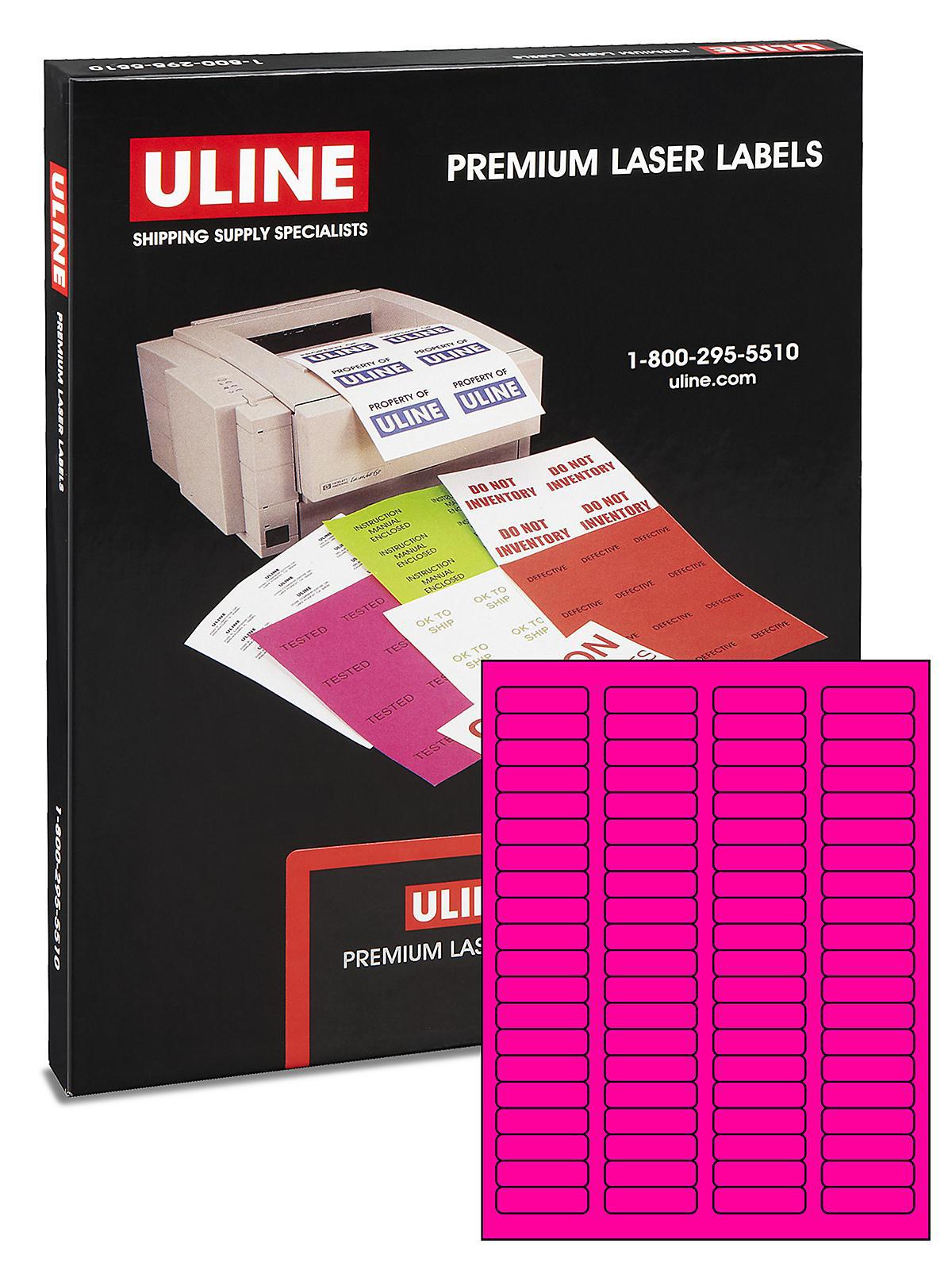 Uline Laser Labels - Fluorescent Pink, 1