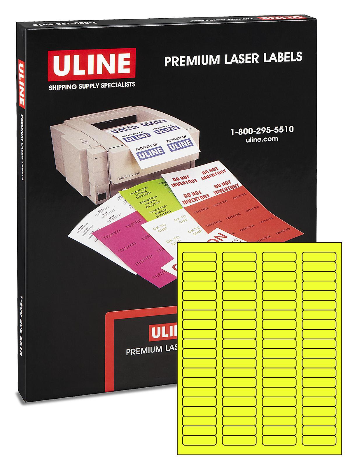 Uline Laser Labels - Fluorescent Yellow,