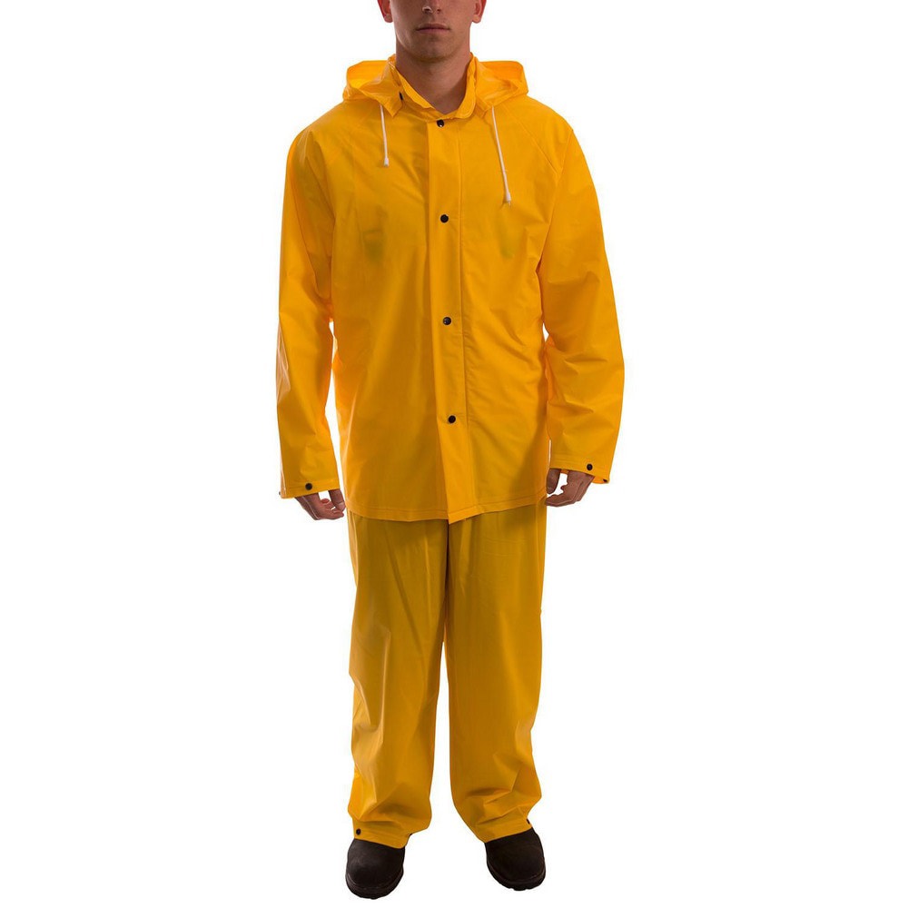 Rain & Chemical Wear; Garment Style: Suit with Bib Overalls ; Size: Medium ; Material: PVC ; Sleeve Length: 34in ; High Visibility: No ; Hood Type: Detachable Hood