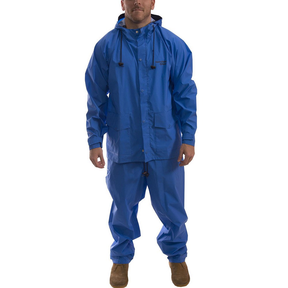 Rain & Chemical Wear; Garment Style: Suit with Pants ; Size: 2X-Large ; Material: PVC on Nylon ; Sleeve Length: 39in ; High Visibility: No ; Hood Type: Attached Hood