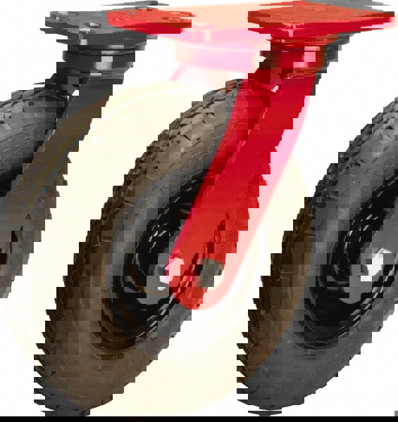 Swivel Top Plate Caster: Rubber, 8