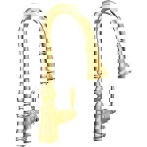 Single Handle Pull Down Touchless Kitchen Faucet with Voice Activation in Brushed Gold