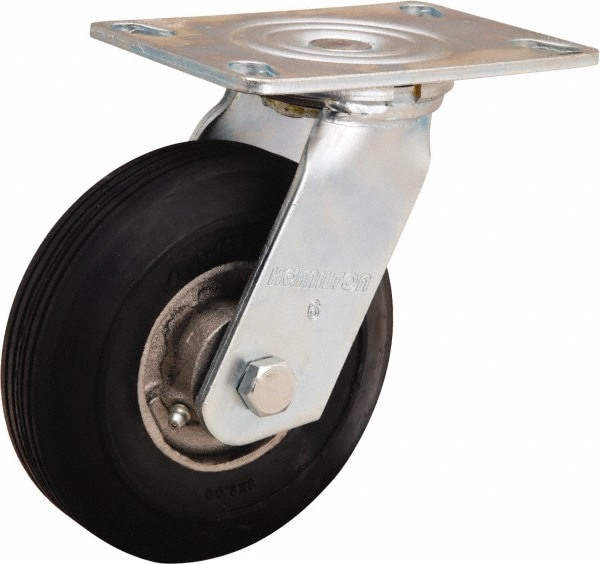 Swivel Top Plate Caster: Rubber, 6