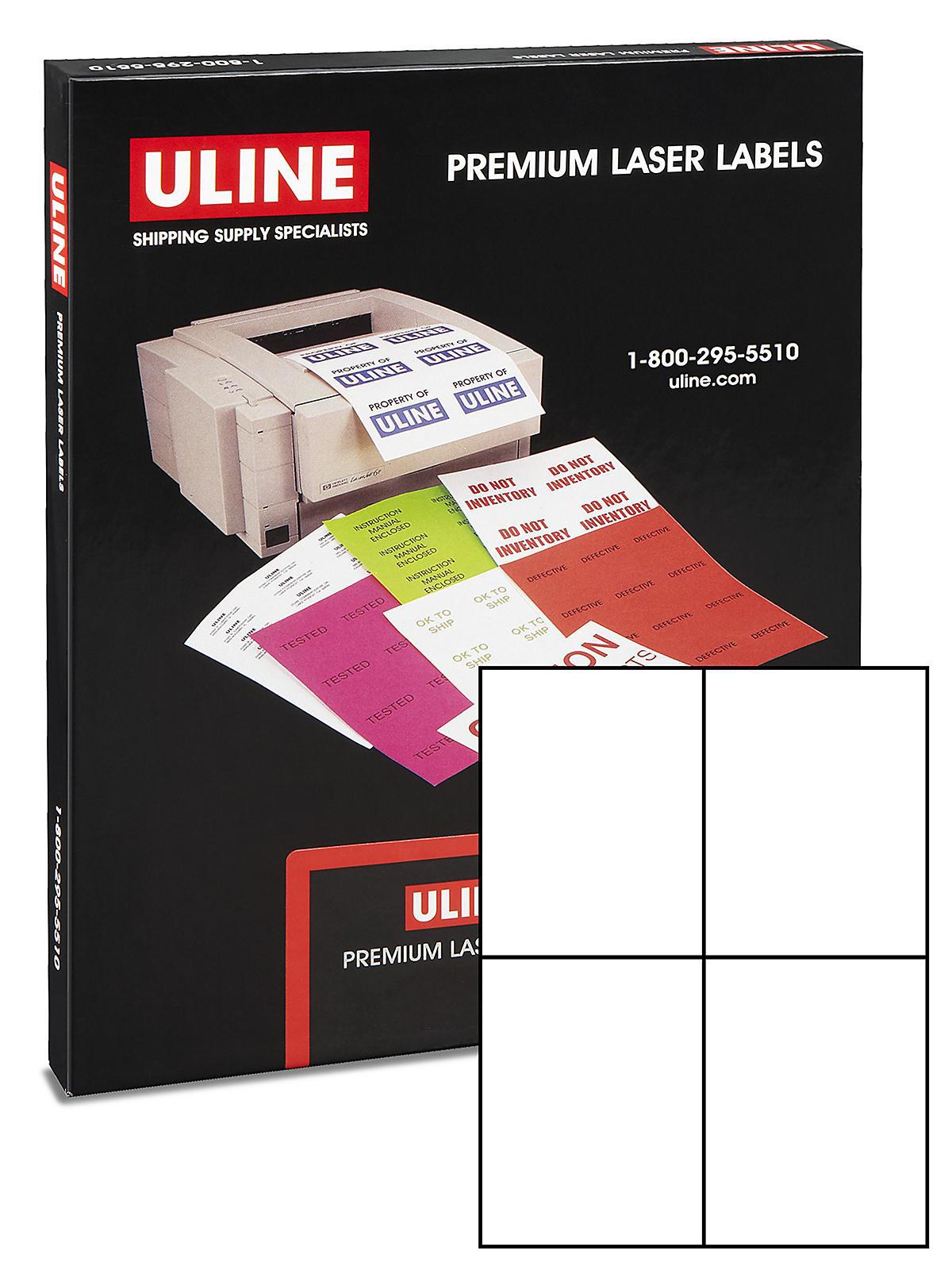 Uline Laser Labels - White, 4 1 4 x 5 1