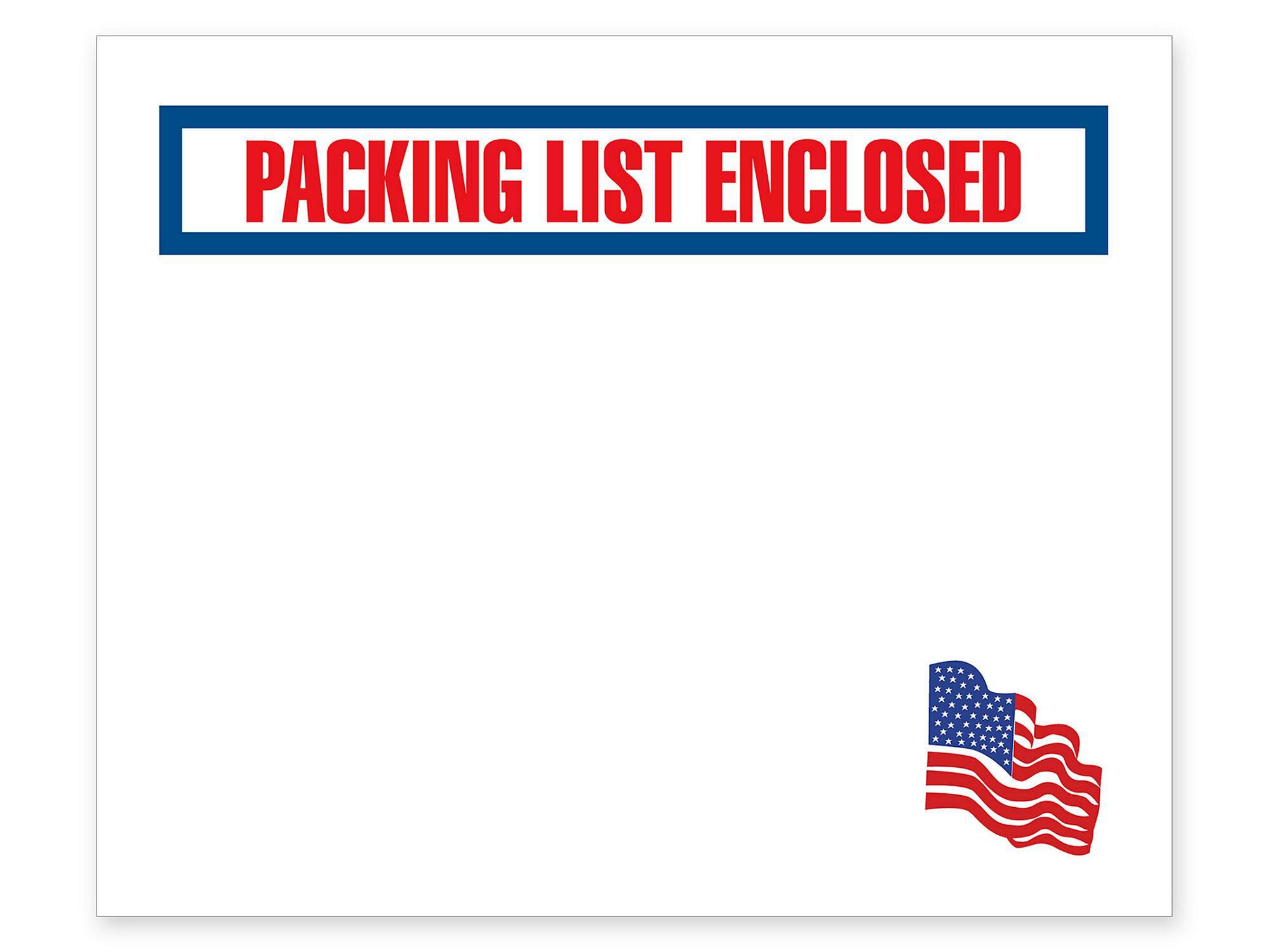 American Flag Packing List Envelopes - 7