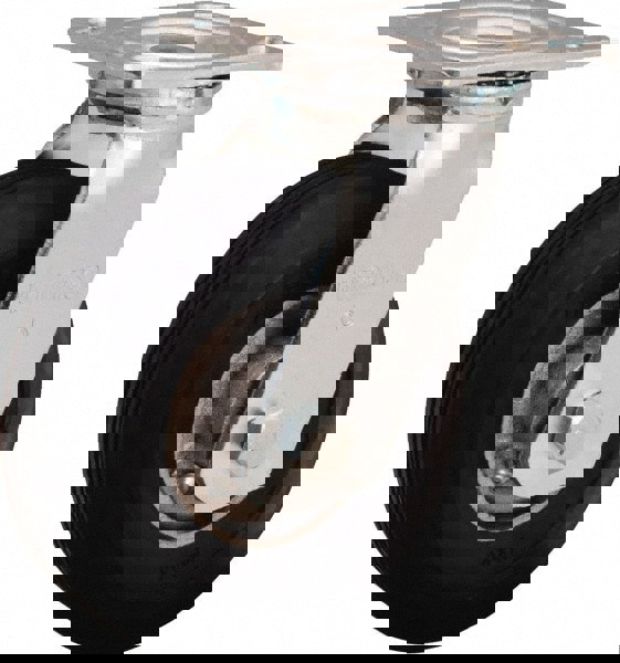 Swivel Top Plate Caster: Rubber, 6