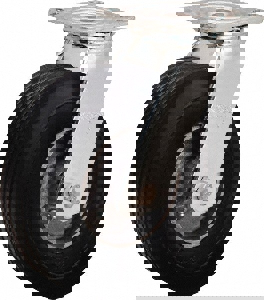 Swivel Top Plate Caster: Rubber, 8