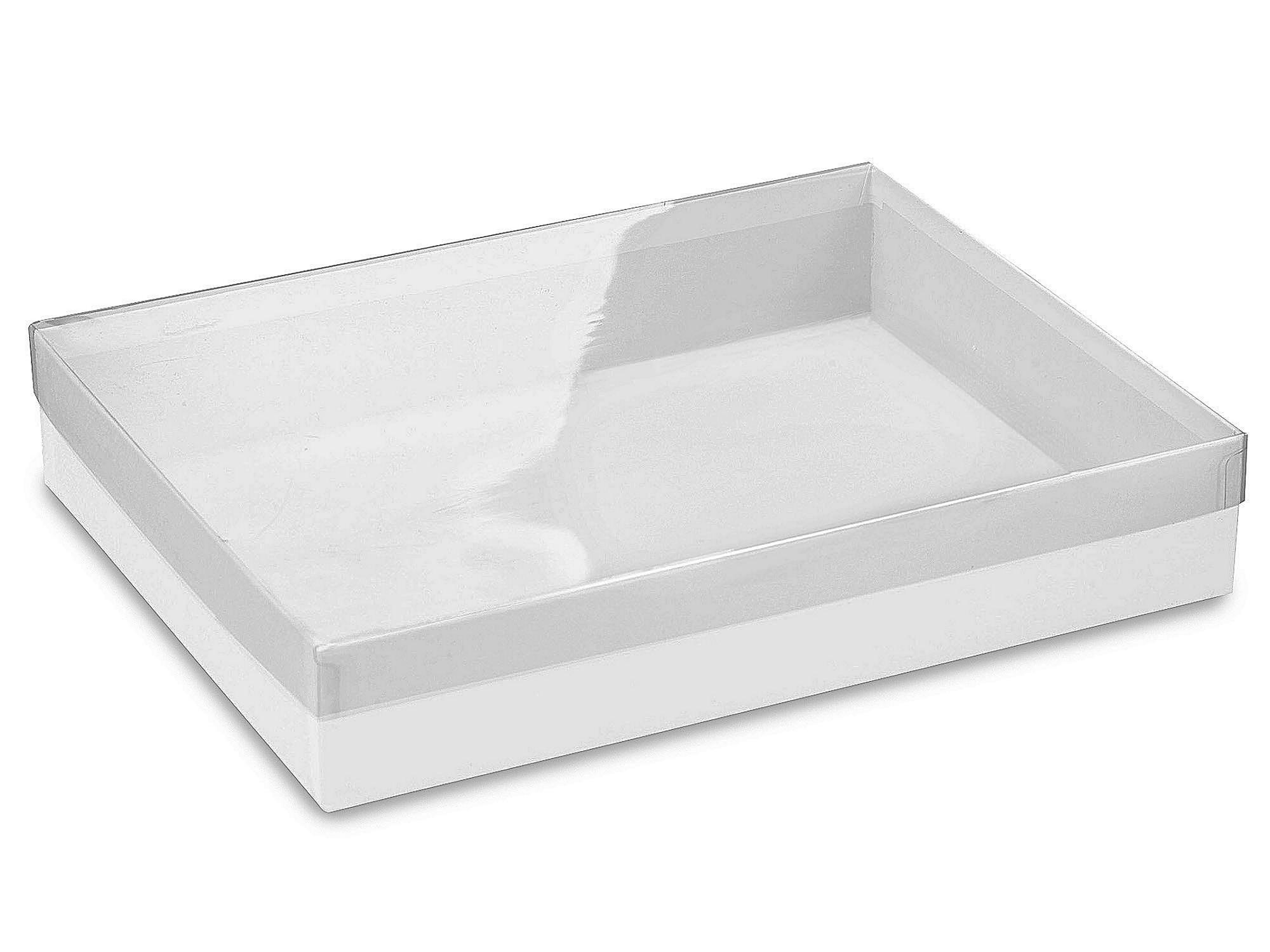 Clear Lid Boxes with White Base - 11 1 4