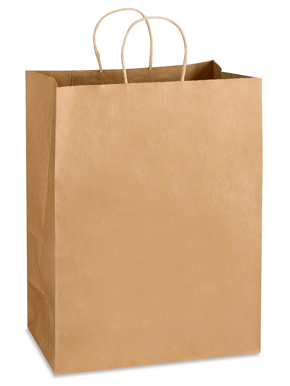 Kraft Paper Shopping Bags - 13 x 7 x 17