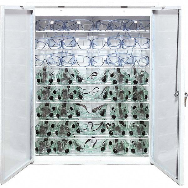 Eyewear Dispensers; Style: Cabinet; Hinged Door; Cabinet w/ Individual Compartments; Storage Style: Cabinet; Maximum Number of Pairs: 88; Maximum Eyewear Capacity: 15; Mount: Shelf; Portable/Wall; Closure Type: Hinged Door; Standards: UL; cUL; Height (Inc