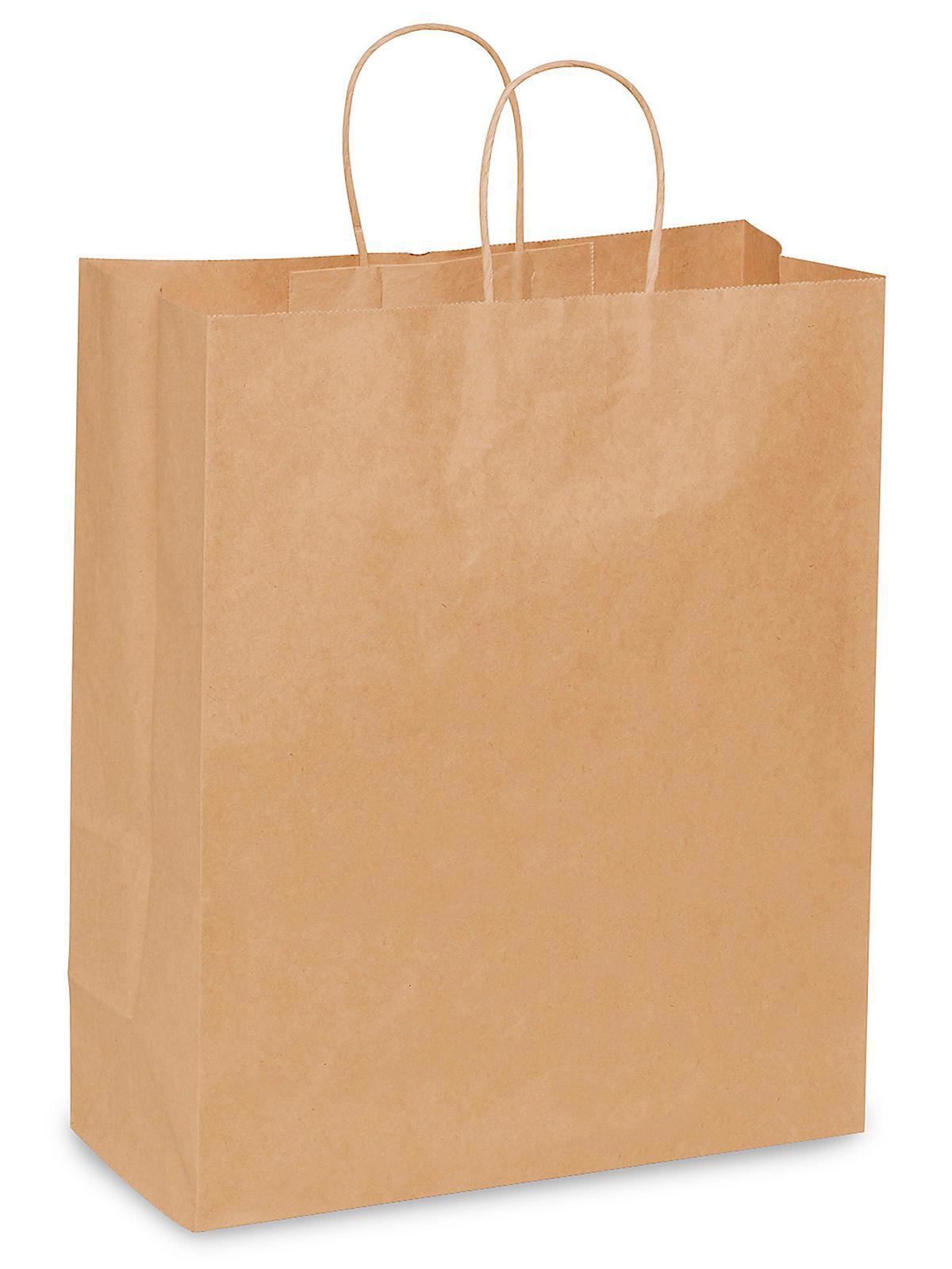 Kraft Paper Shopping Bags - 13 x 6 x 15