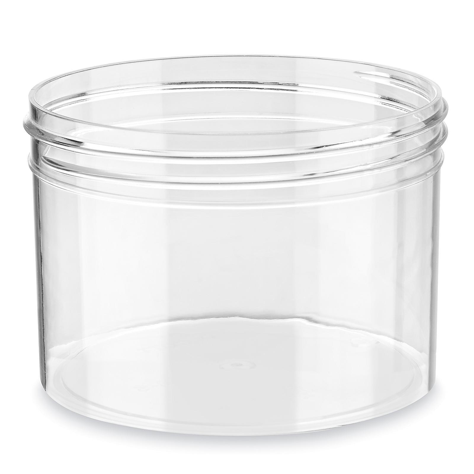 Clear Round Wide-Mouth Plastic Jars Bulk