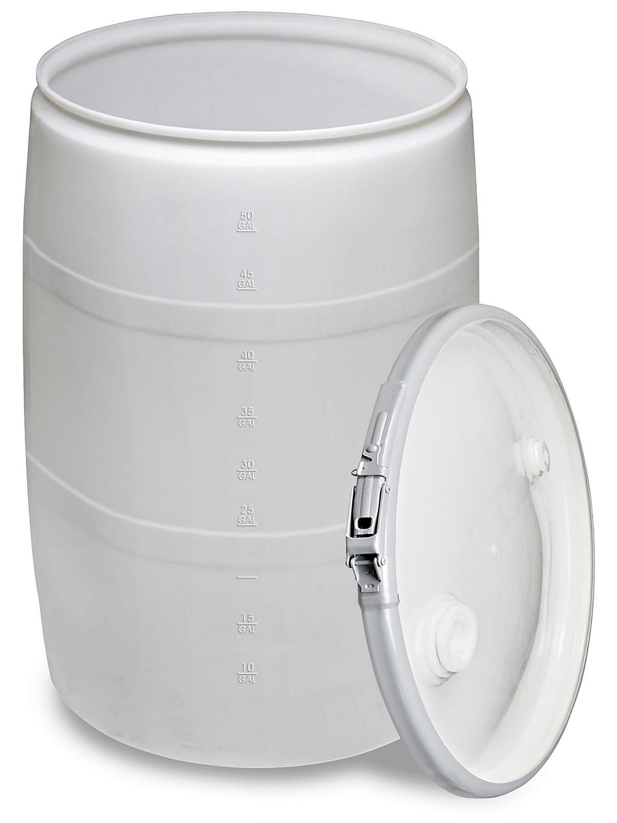 Plastic Drum with Lid - 55 Gallon, Open