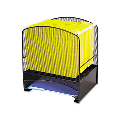 Desktop File Organizers; File Holder Type: Hanging File Folder ; Overall Width: 14 ; Overall Depth: 10.75 ; Color: Black ; Overall Height: 15.5in ; Material: Steel Mesh