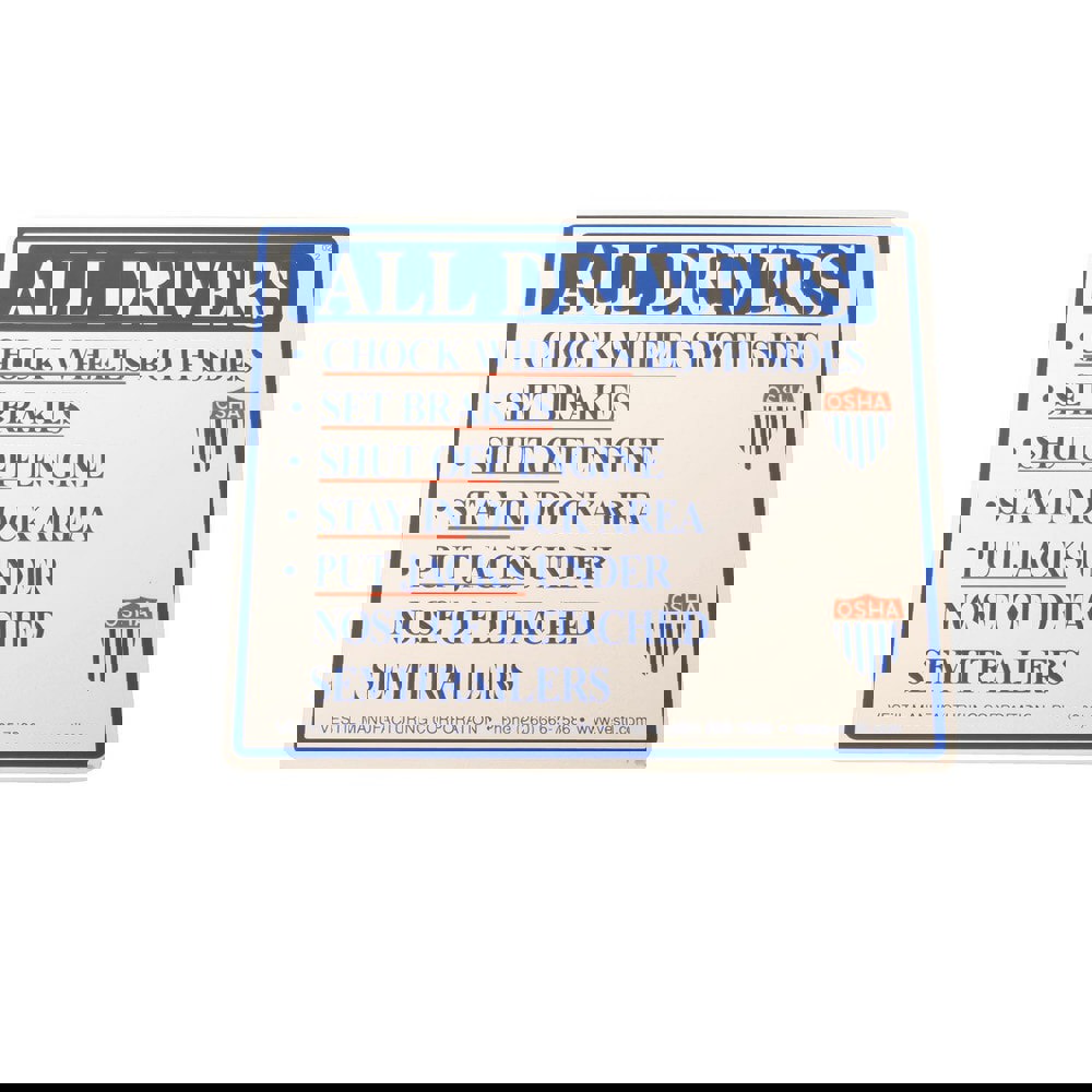 ALUMINUM DRIVER BEWARE INSTRUCTION SIGN