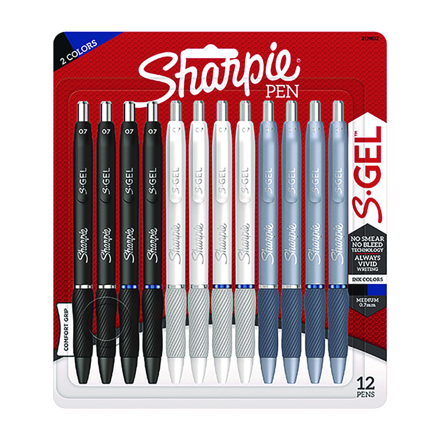 PEN,GEL,0.7MM,BK/BL,12/PK