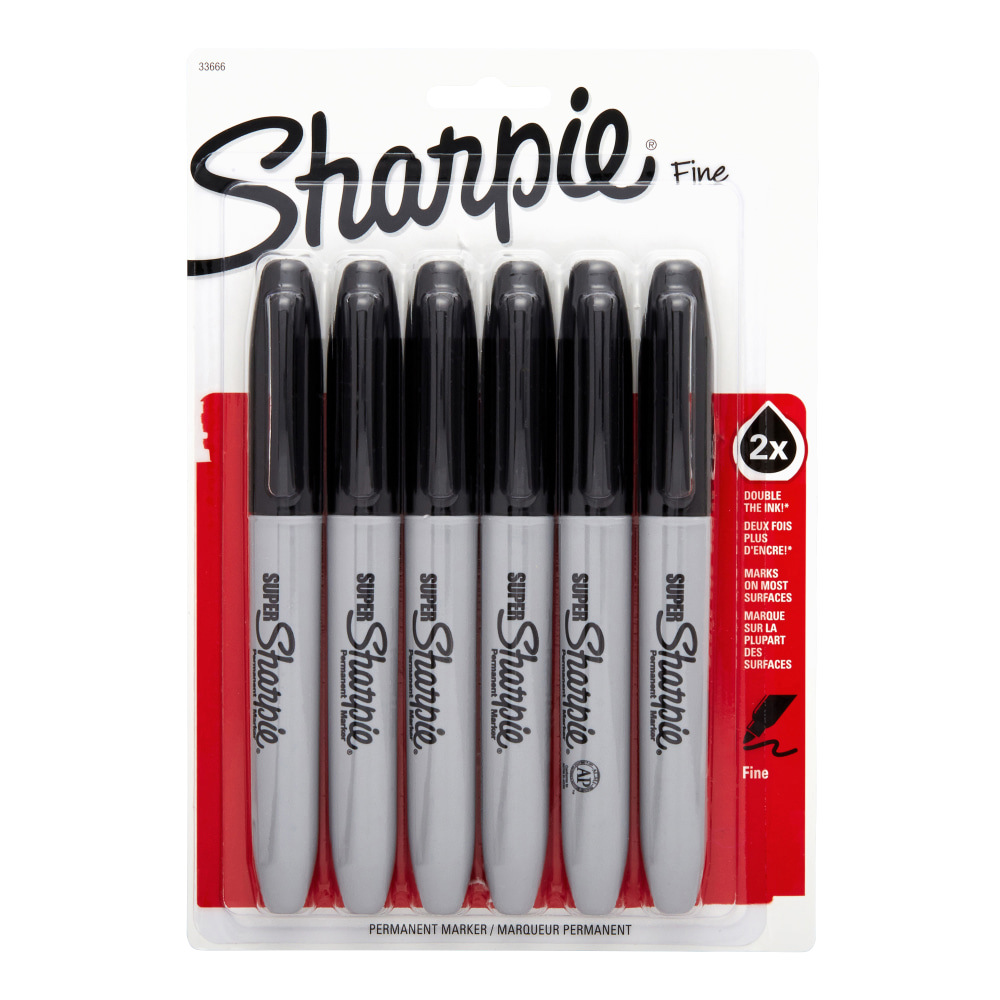 MARKER,SUPR SHRPIE,6PK,BK