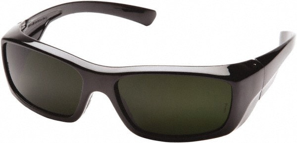 Safety Glass: Scratch-Resistant, Polycarbonate, Green Lenses, Full-Framed, UV Protection