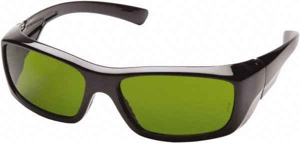 Safety Glass: Scratch-Resistant, Polycarbonate, Green Lenses, Full-Framed, UV Protection