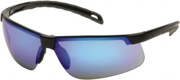 Safety Glass: Scratch-Resistant, Polycarbonate, Blue Lenses, Full-Framed, UV Protection