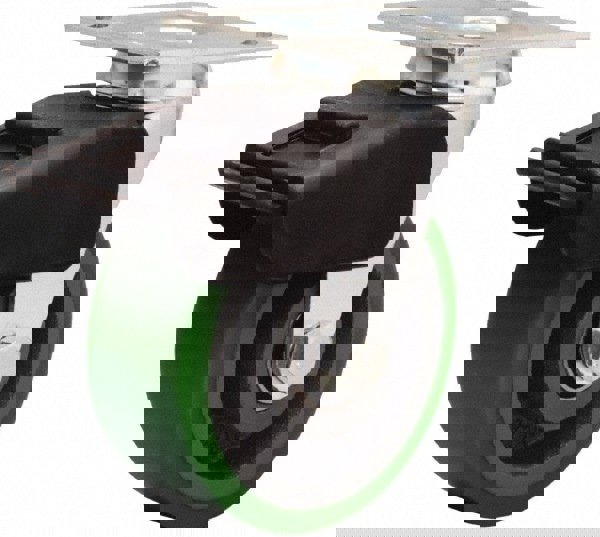 Swivel Top Plate Caster: Polyurethane Mold on to Cast Iron Center, 5