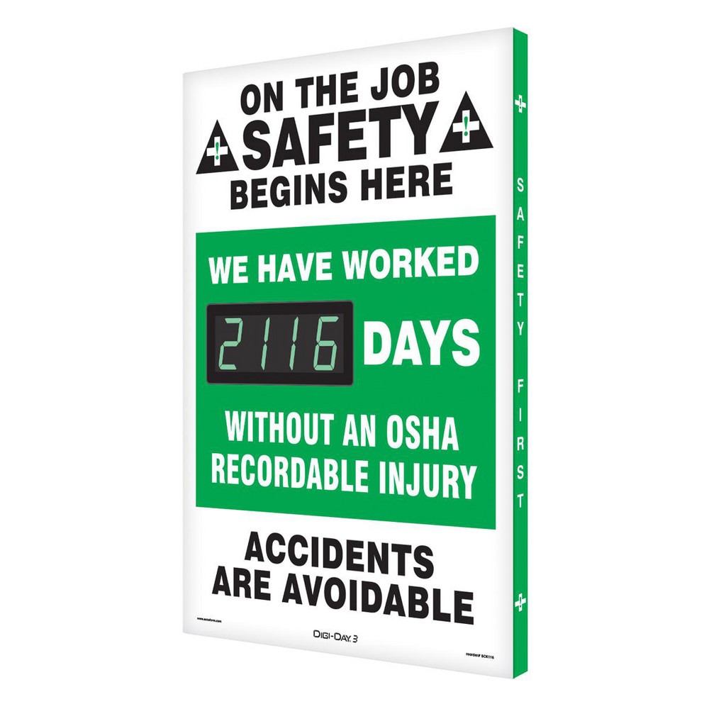 Safety First - We Have Proudly Worked ___ Days without an OSHA Recordable Injury - On the Job Safety Begins with You!, 20 Inch Wide x 28 Inch High, Aluminum Sign