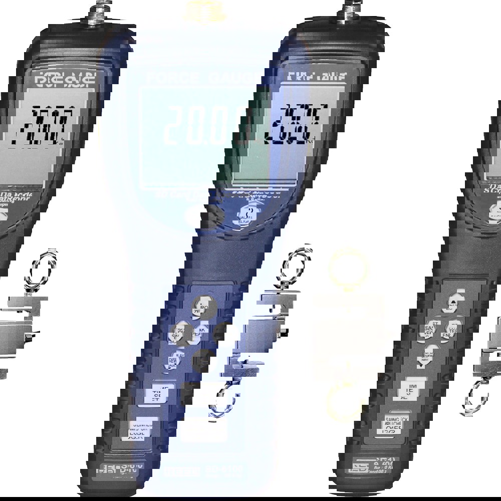 Digital Force Gage: 220.5 lb Capacity, 0.02 lb Resolution