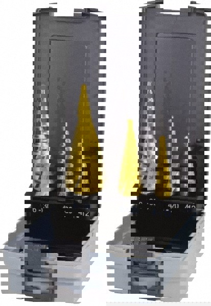 Drill Bit Set: Step Drill Bits, 3 Pc, 30