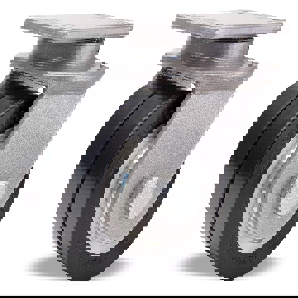 Swivel Top Plate Caster: Polyurethane on Aluminum, 3-1/2