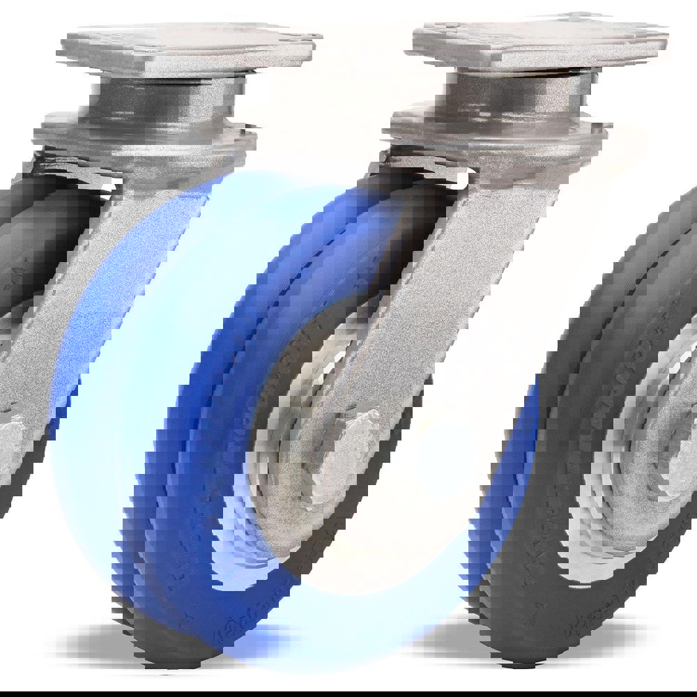 Swivel Top Plate Caster: Polyurethane on Aluminum, 4