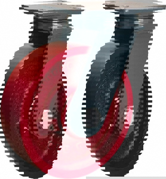 Swivel Top Plate Caster: Cast Iron, 8