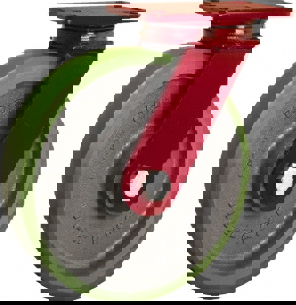 Swivel Top Plate Caster: Polyurethane Mold on to Cast Iron Center, 10