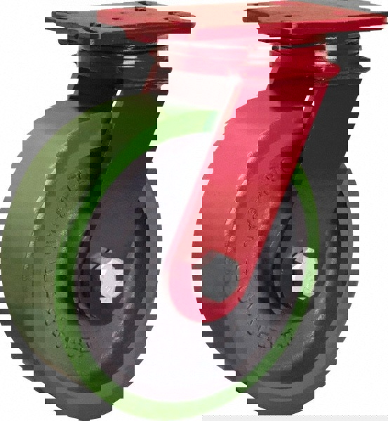 Swivel Top Plate Caster: Polyurethane Mold on to Cast Iron Center, 8