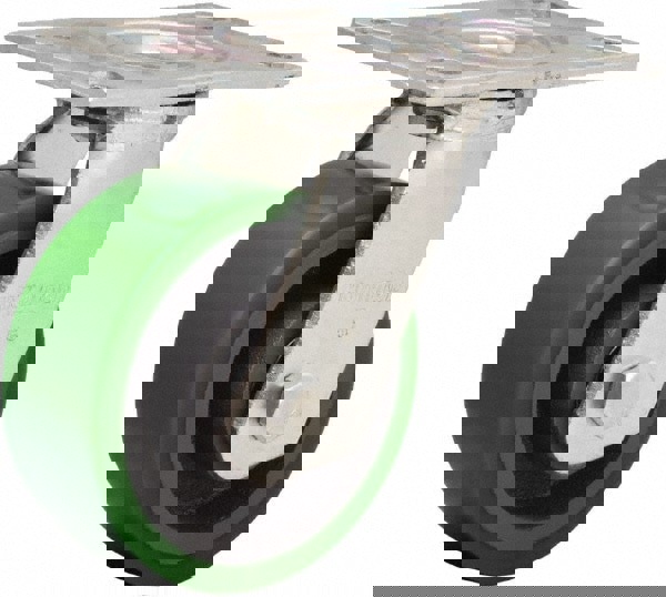 Swivel Top Plate Caster: Polyurethane Mold on to Cast Iron Center, 5