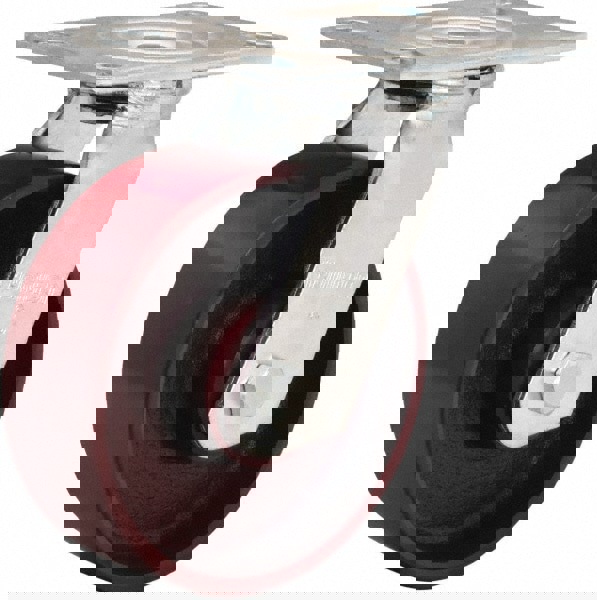 Swivel Top Plate Caster: Cast Iron, 6