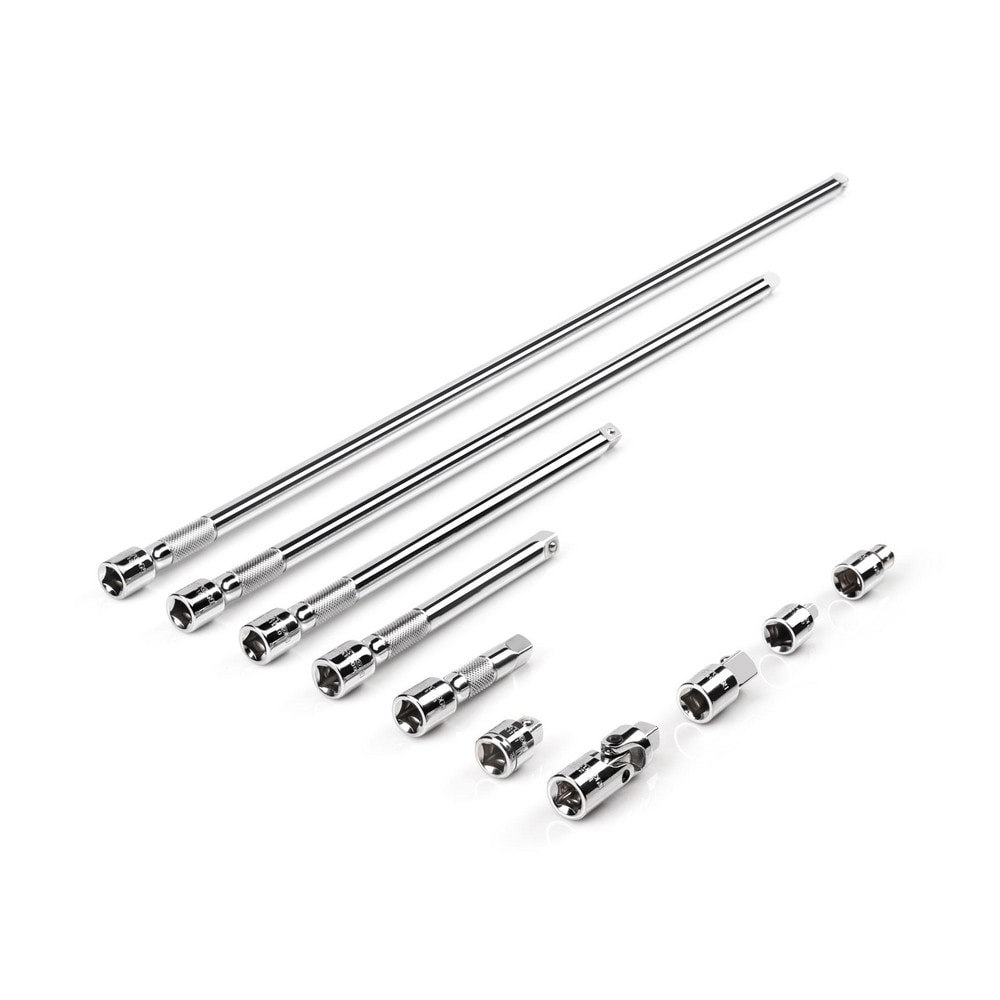 Socket Adapter & Universal Sets; Type: Universal & Socket Adapter Set ; Universal Size (Inch): 3/8 in ; Adapter Size (Inch): 3/8 in ; Finish: Chrome; Polished ; Drive Size: 0.375in ; Number Of Pieces: 10
