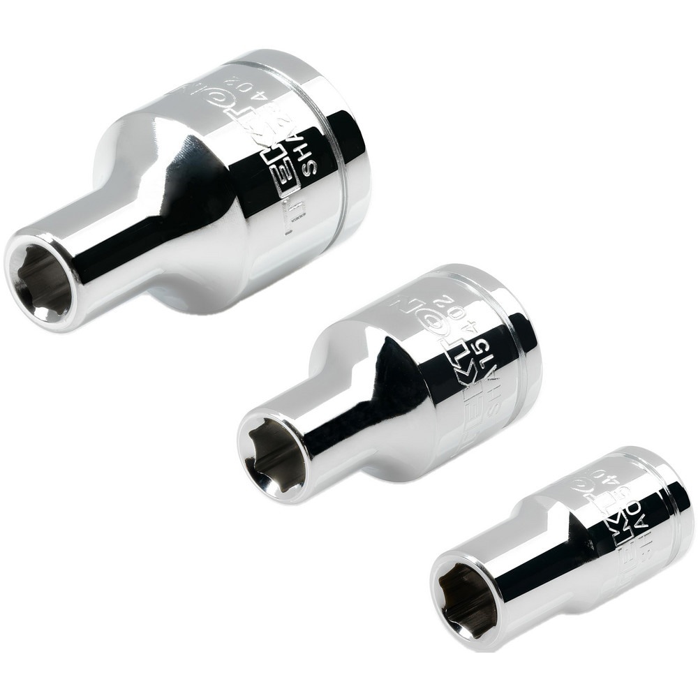Socket Adapters & Universal Joints; Adapter Type: Hex Bit Holder ; Male Size: 1/4 in; 3/8 in; 1/2 in ; Male Drive Style: Square ; Overall Length (Inch): 2 ; Finish: Chrome ; Material: Chrome-Plated Steel