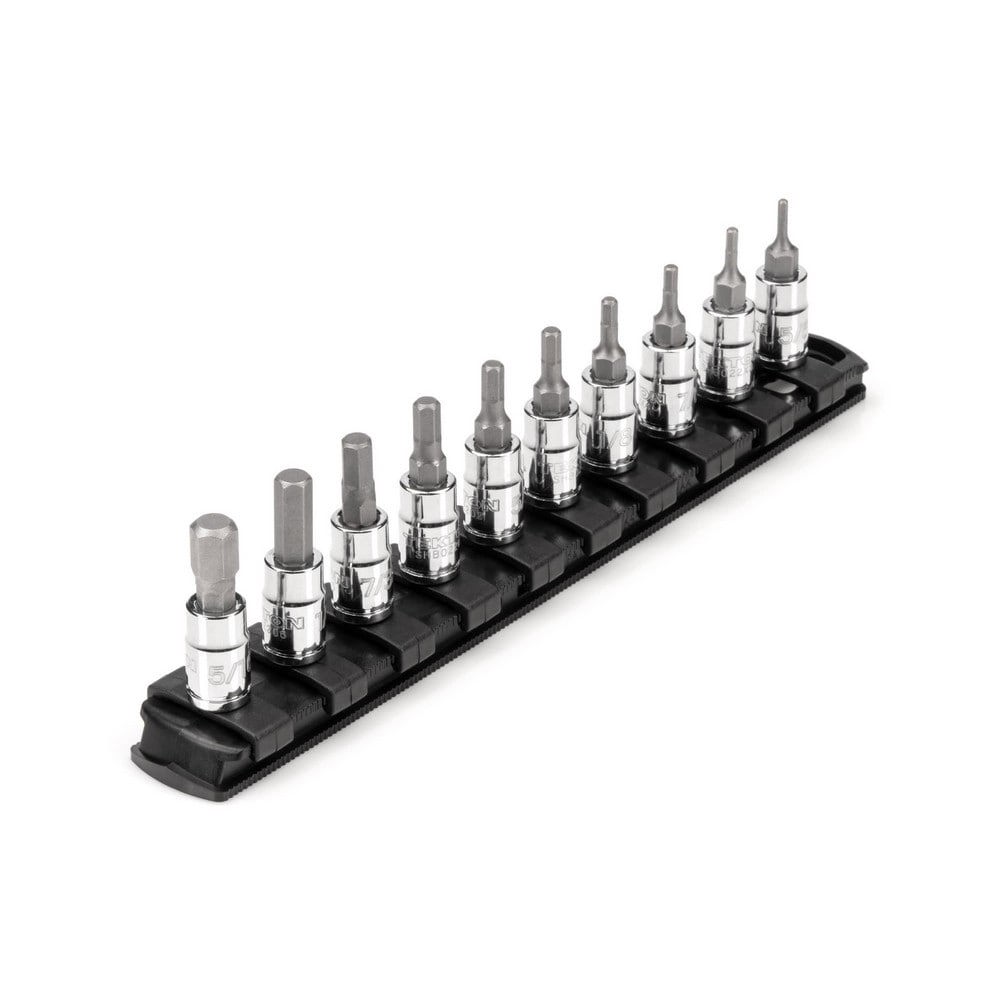 10-pc 1/4 in Drive Hex Bit Socket Set (5/64-5/16 in) Rail