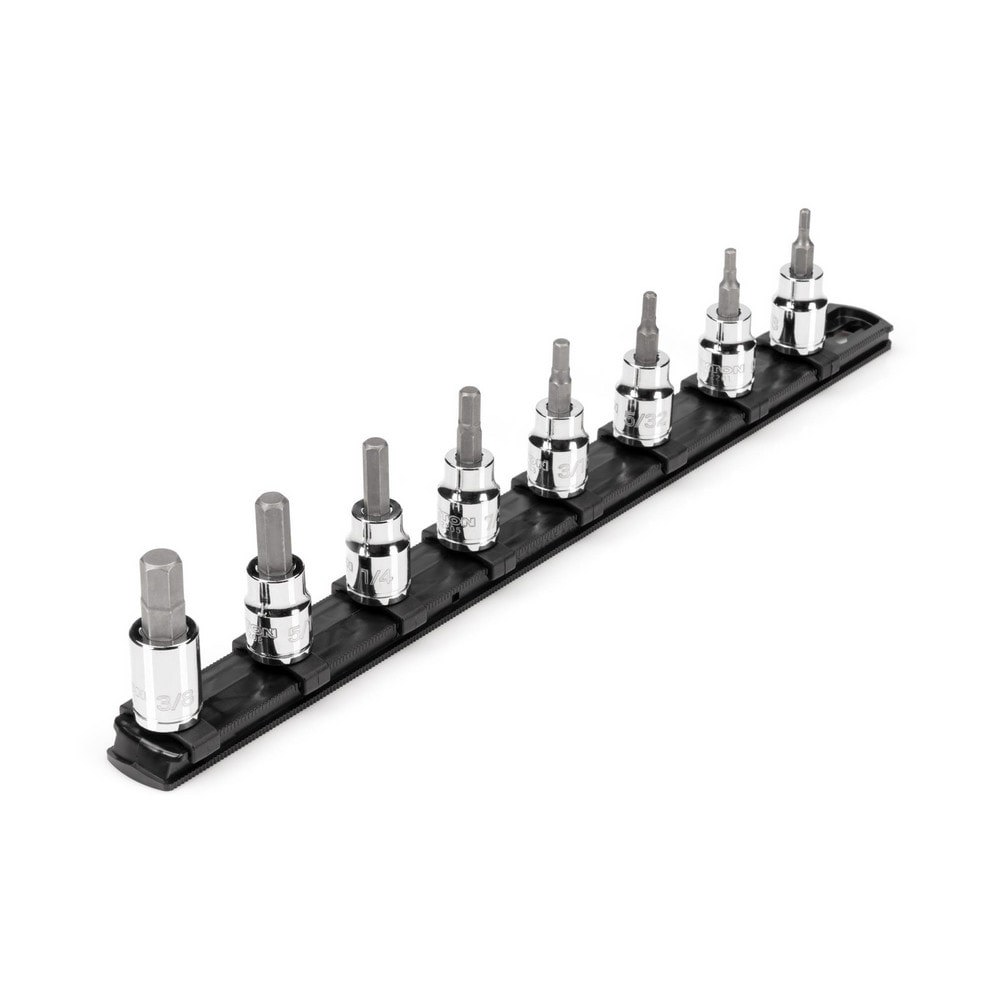 8-pc 3/8 in Drive Hex Bit Socket Set (1/8-3/8 in) Rail